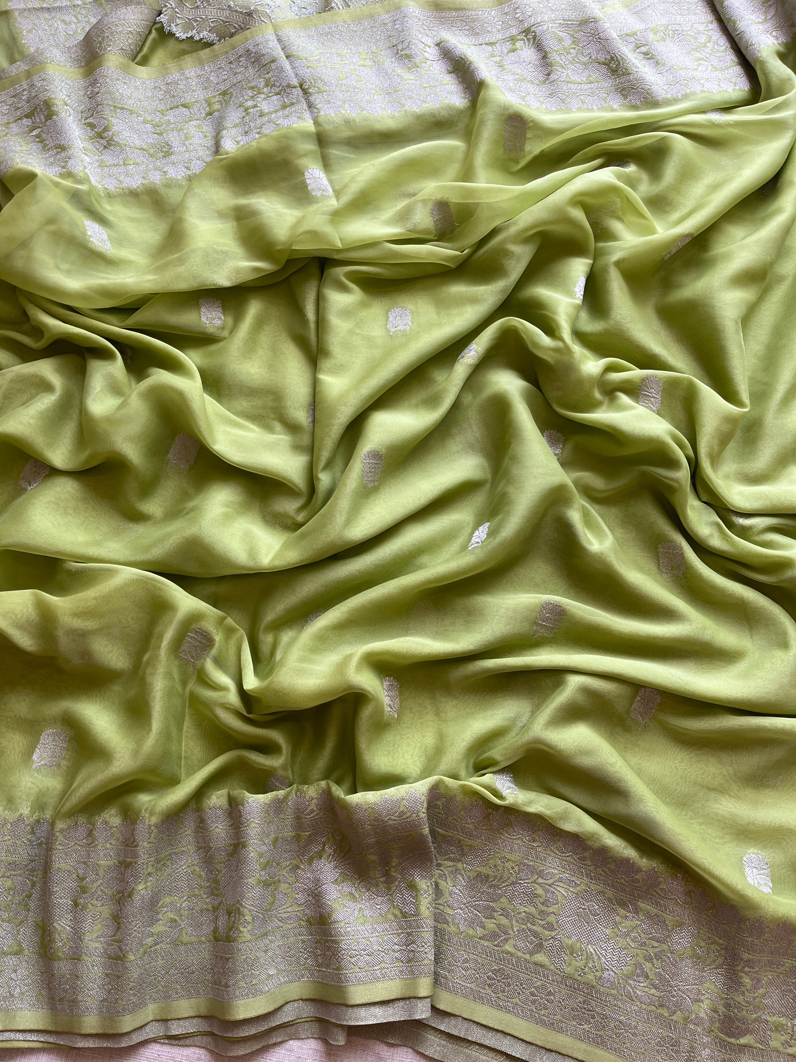 Green Chiffon Saree
